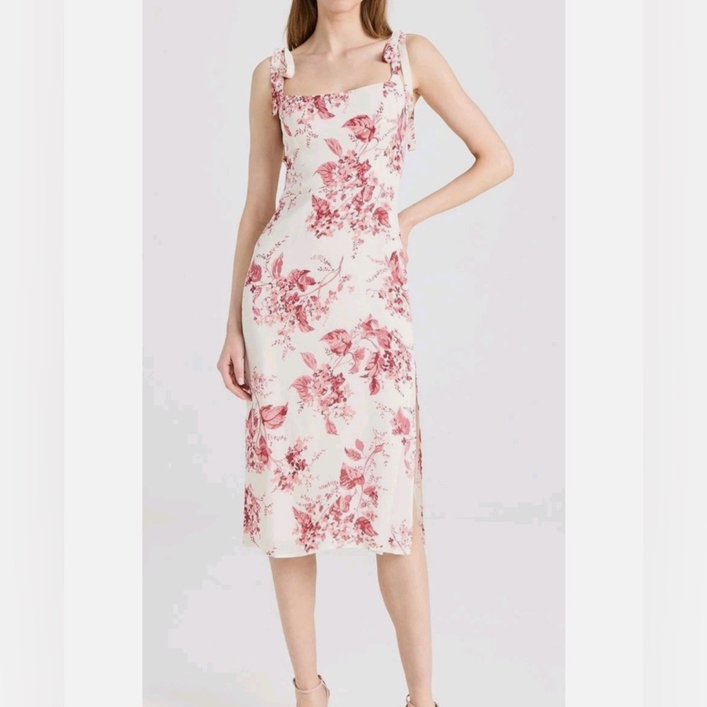 Reformation Red Floral Cream Dress